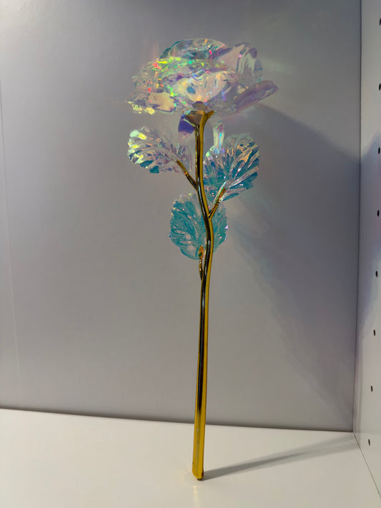 Iridescent Artificial Rose – Gold Stem