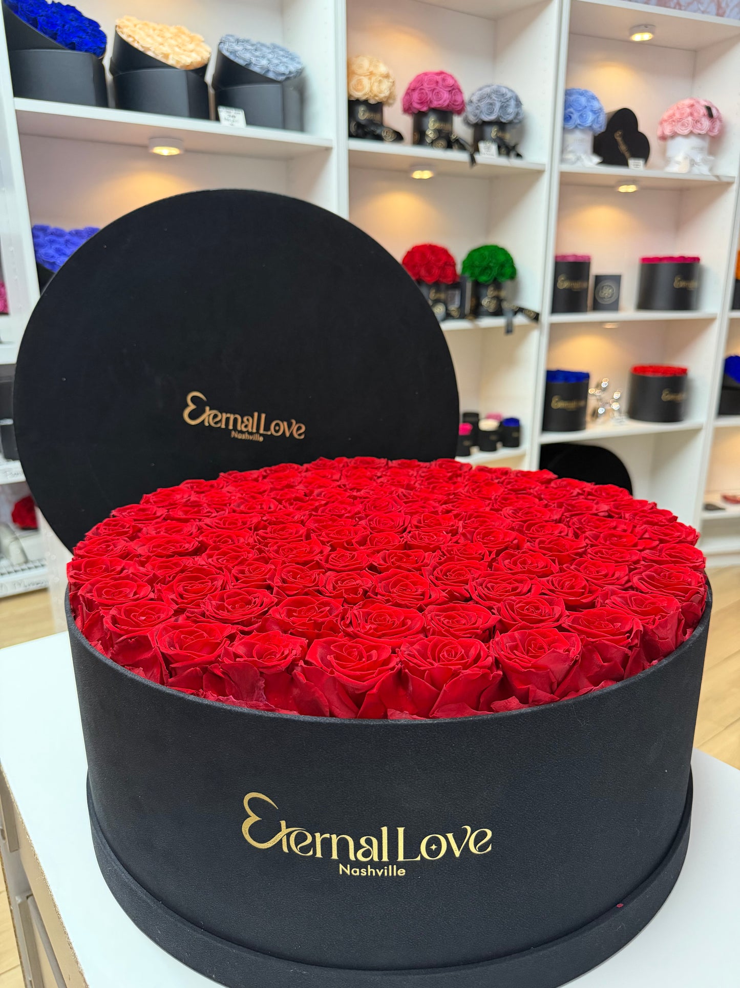 Roses In A Round Box